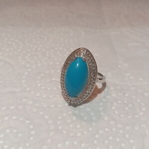 Turquoise n white sapphire ring sterling